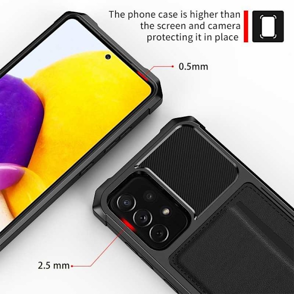 Samsung A72 4G / 5G Iskunkestävä kansi korttipaikalla Solid V2 Black