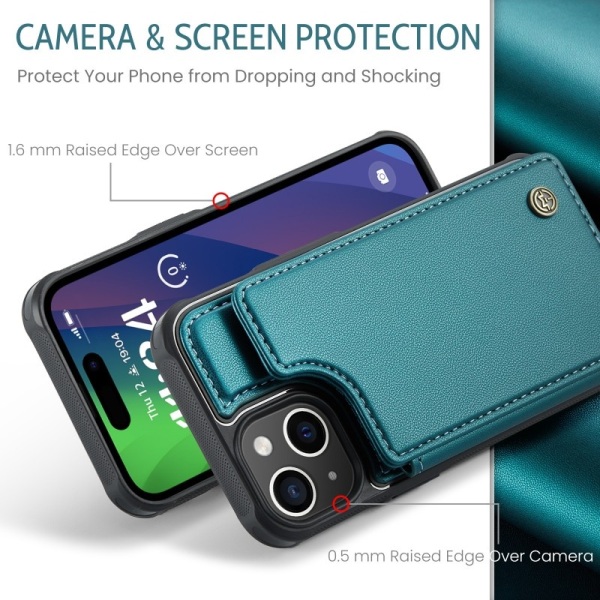 CaseMe Stöttåligt Skal Korthållare Stativ 4-Fack iPhone 14 Grön
