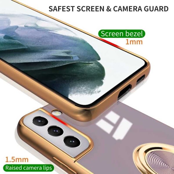 Samsung S21 tyylikäs ja iskunkestävä kotelo Flawless sormustelineellä Mörkgrön