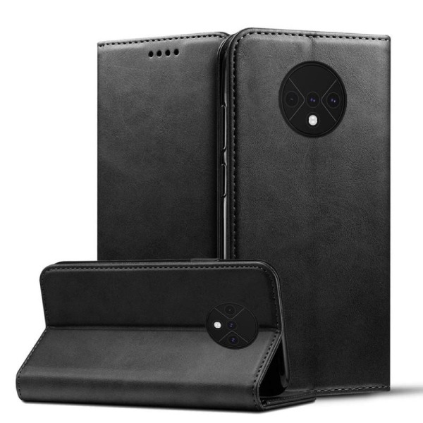 OnePlus 7T -lompakkokotelo PU-nahkainen 4-tasku Black
