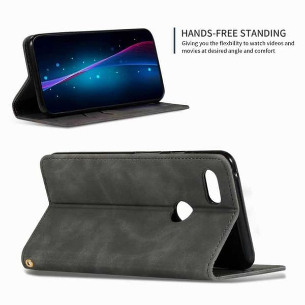 Google Pixel 3 Flip Case -korttilokero Suede Black