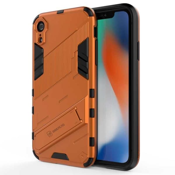 iPhone XR iskunkestävä kotelo jalustalla ThinArmor V2 Orange