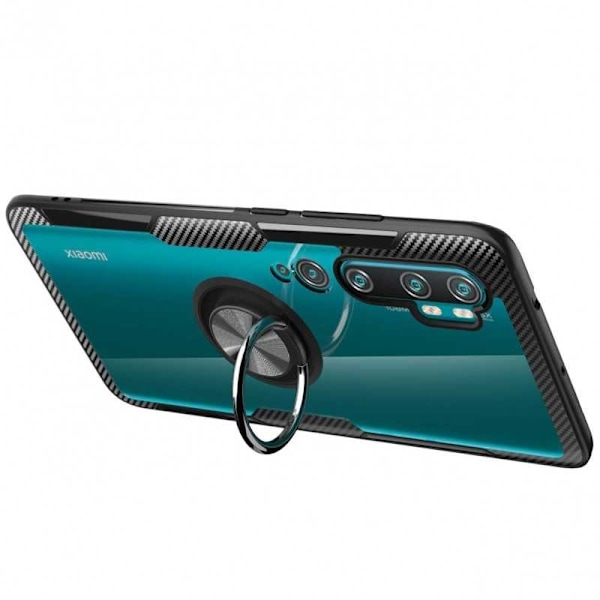 Xiaomi Mi Note 10 / 10 Pro Praktisk Stöttåligt Skal med Ringhållare V4 Svart