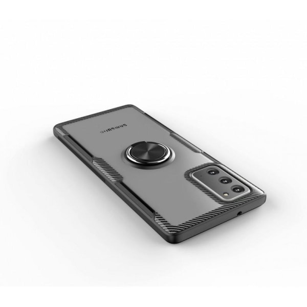 Samsung Note 20 Praktisk stødsikkert cover med ringholder V4 Black