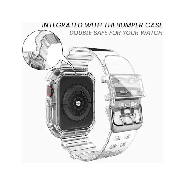 Apple Watch 42/44/45mm iskunkestävä ja läpinäkyvä rannekoru Transparent