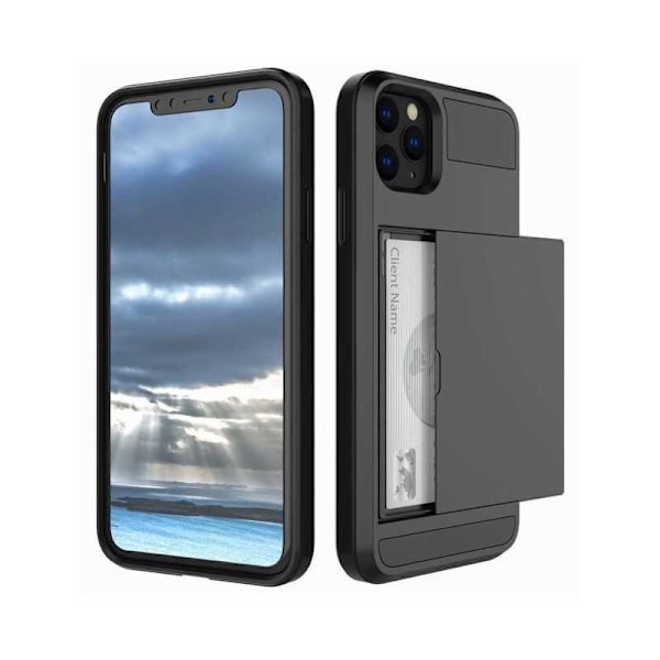 iPhone 11 Pro Max Iskunkestävä kansi korttilokerolla Black