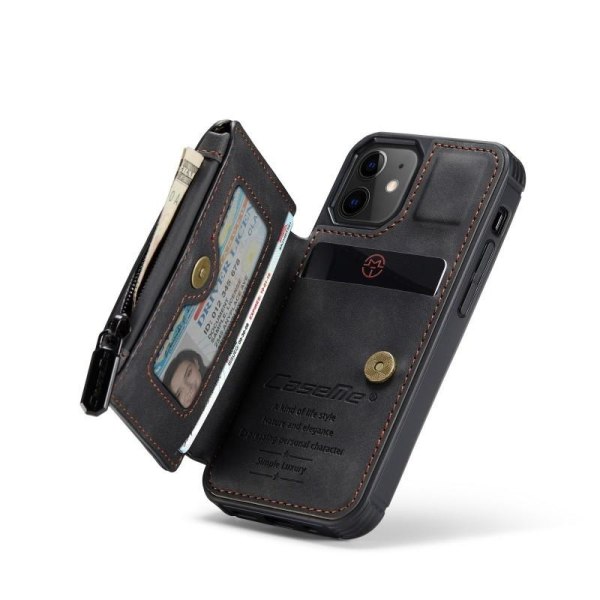 iPhone 13 Mini-deksel kortholder og glidelås 4-LOMME CaseMe Flip Black