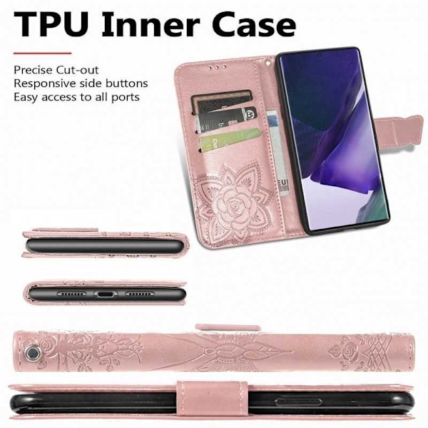 Samsung S24 Ultra -lompakkokotelo PU-nahkainen 4-TASKUN Motif Butterfly