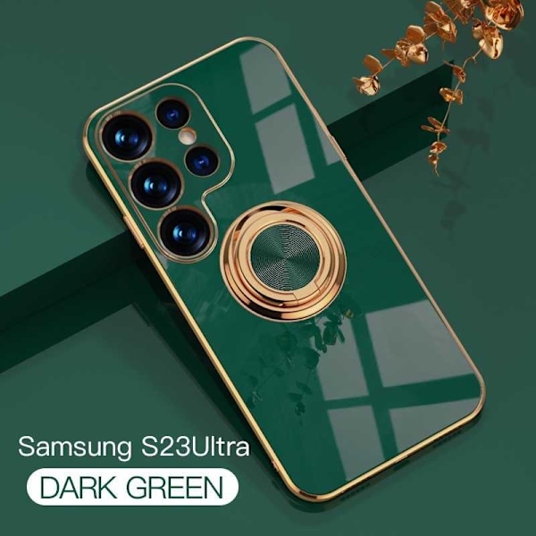 Tyylikäs ja iskunkestävä Samsung S23 Ultra -kotelo, jossa on Flawless sormusteline Rosa