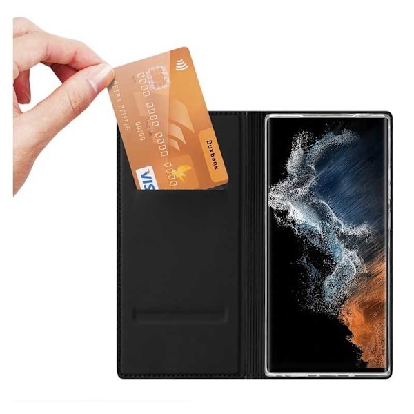 Samsung S23 Ultra Flipfodral Skin Pro med Kortfack Svart