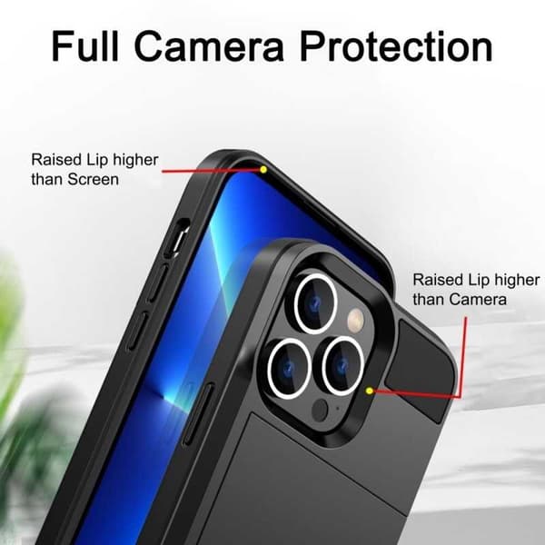 iPhone 15 Pro Stöttåligt Skal med Kortfack Black