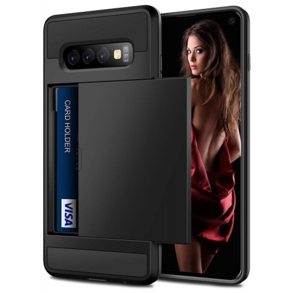 Samsung S10 Plus iskunkestävä kansi korttilokerolla (SM-G975F) Black