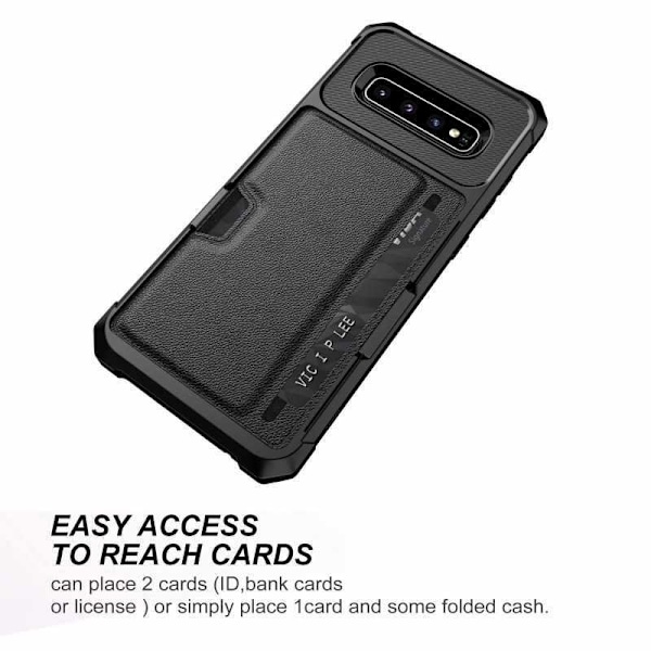 Samsung S10 Plus iskunkestävä kansi korttilokerolla Solid V2 Black