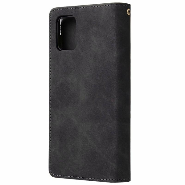 Samsung A13 4G multifunktionelt pung etui Lynlås 8-lomme Black
