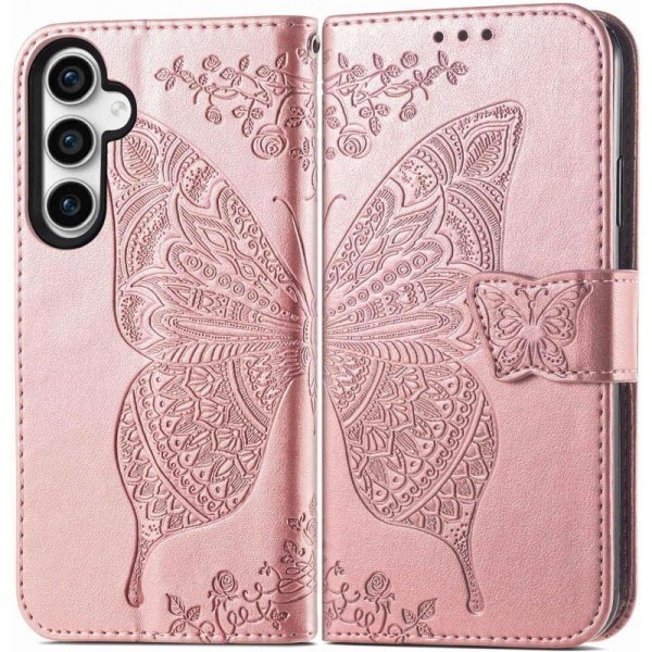 Samsung S24 Plus lommebokveske PU skinn 4-LOMMER Motiv Butterfly