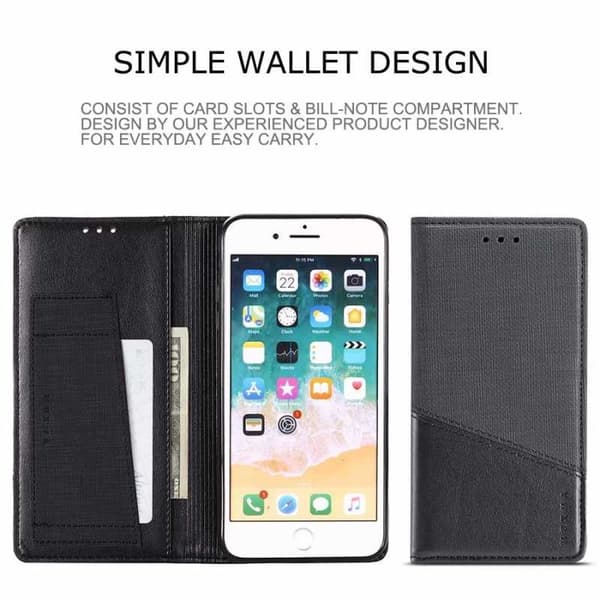 iPhone 7 Plus Elegant Fodral i PU-Läder med RFID Block Svart
