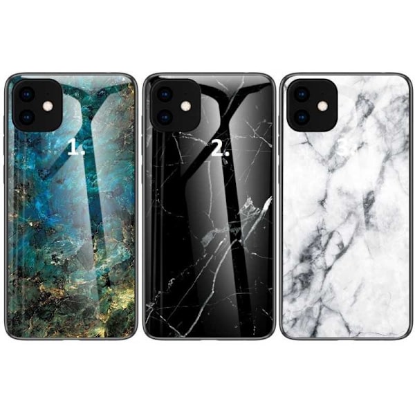 iPhone 11 Pro Marble Shell 9H hærdet glas bagside glas bagside V2 White Svart/Guld