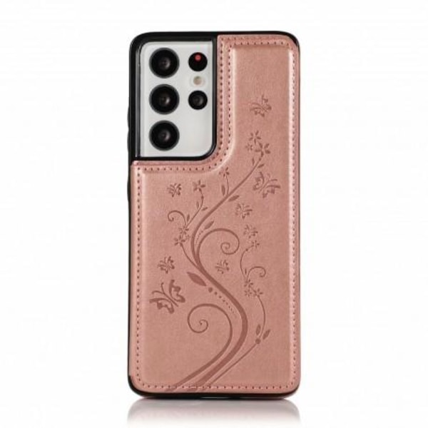 Samsung S21 Ultra Støtsikker deksel kortholder 3-POCKET Flippr® Pink gold