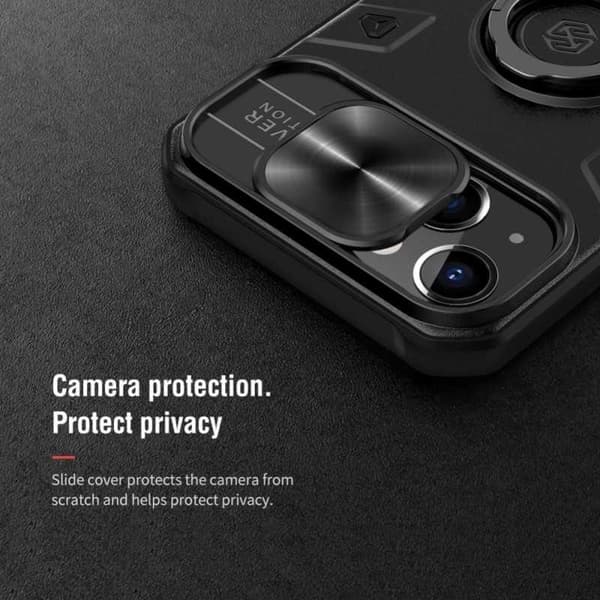 iPhone 13 Iskunkestävä kotelo sormustelineellä Nillkin Black