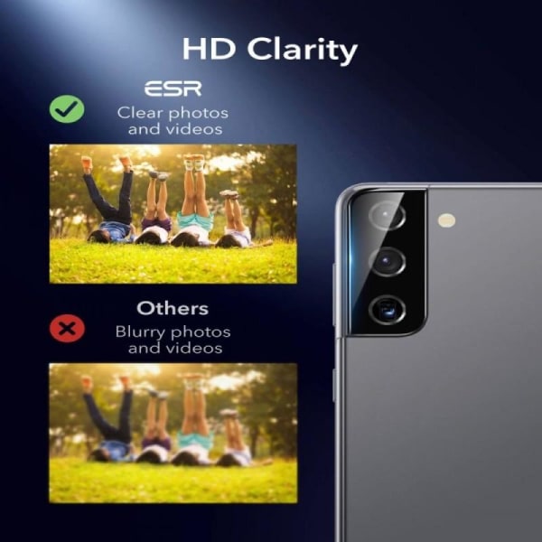 2-PACK Samsung S21 Plus kamerabeskyttelse ESR hærdet glas Black
