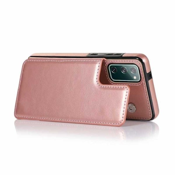 Samsung S20 FE Stöttåligt Skal Korthållare 3-FACK Flippr Rosenguld Rosa guld