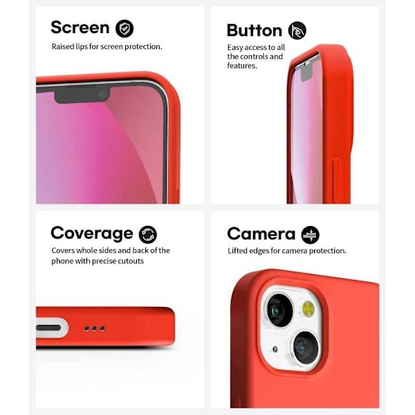 Kuminen iskunkestävä kotelo iPhone 13 - PUNAINEN