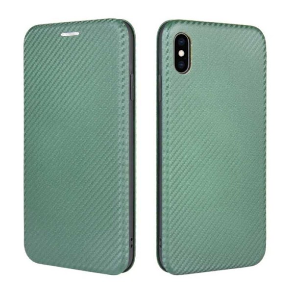 iPhone X / XS Flip Case -korttipaikka CarbonDreams Green Green