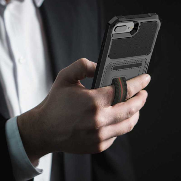 iPhone 6 Plus / 7 Plus / 8 Plus Iskunkestävä kansi korttipaikalla Solid V2 Black