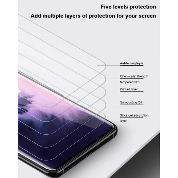 OnePlus 7T Pro Härdat Glas 3D 0.26mm 9H Fullframe Transparent