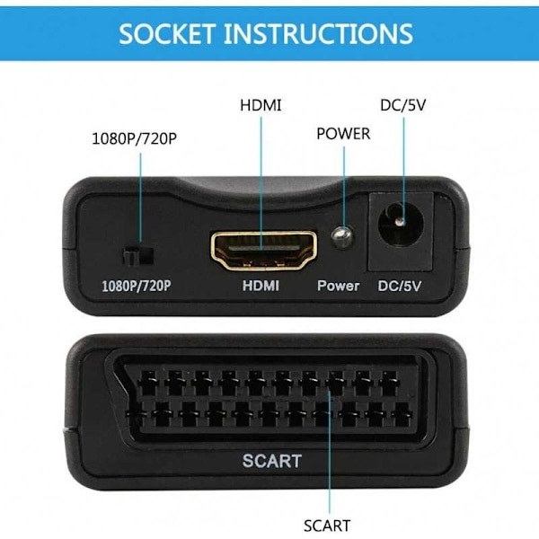 SCART-HDMI-sovitin/-muunnin Black