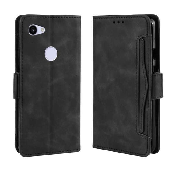 Google Pixel 3a Wallet Case PU-nahkainen 6-POCKET Winston V3 Black