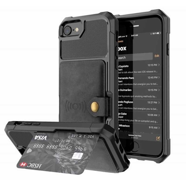 iPhone 8 Stöttåligt Premium Skal 4-FACK Solid V3 Svart