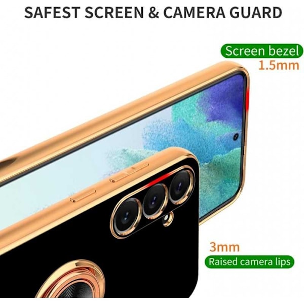 Samsung S25 Elegant & Stöttåligt Skal med Ringhållare Flawless - Svart