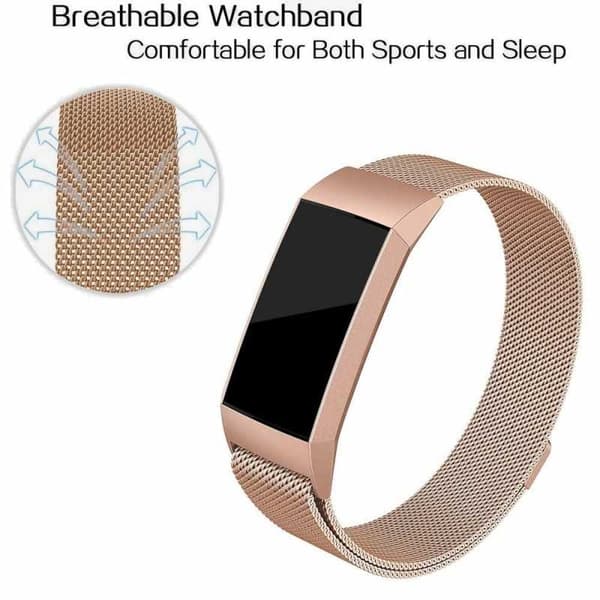 Fitbit Charge 4 rannekoru Milanese Loop Rose Gold Black