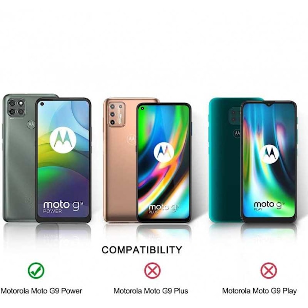 2-PACK Motorola Moto G9 Power hærdet glas 0,26 mm 9H Fullframe Transparent