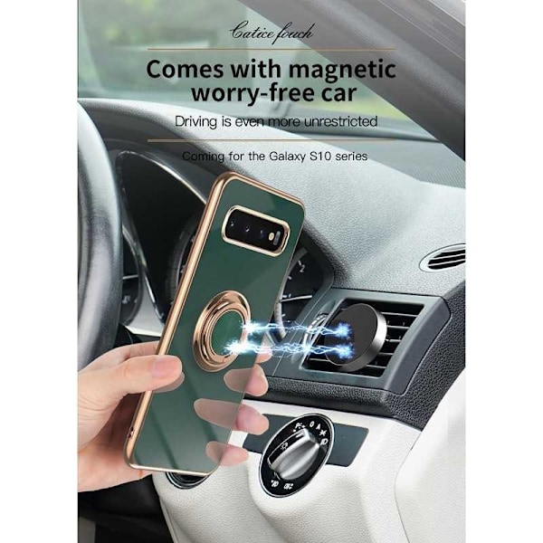 Samsung S10 Elegant & stødsikkert cover med ringholder fejlfri Mörkgrön