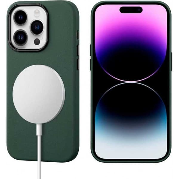 iPhone 11 Pro Stöttåligt Premium Magsafe Skal Veganläder Nordcell™ Mörkgrön
