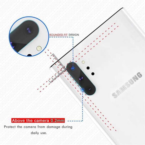 2-PACK Samsung Note 10 Plus Skärmskydd Kameralins Transparent
