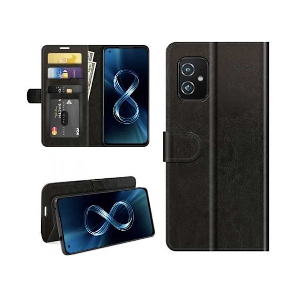 Asus Zenfone 8 Plånboksfodral PU-Läder 4-FACK Svart