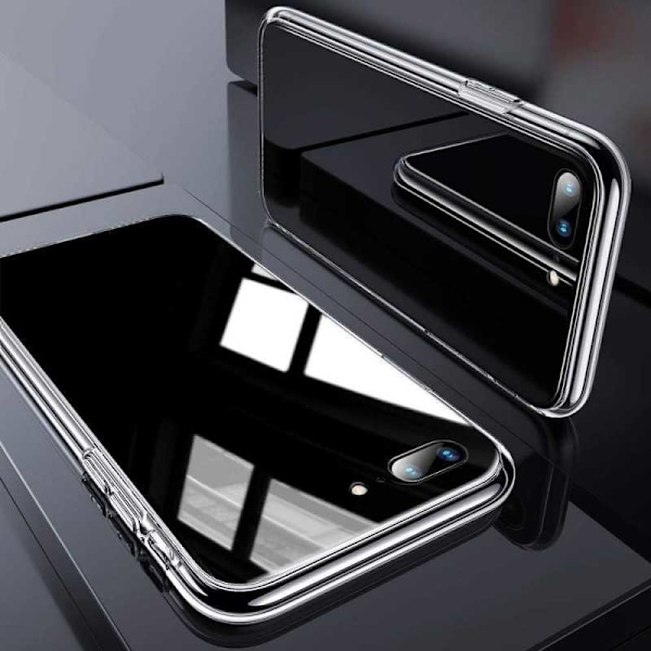 iPhone 7 Plus Stötdämpande Skal 9H Glas Baksida Glassback Transparent