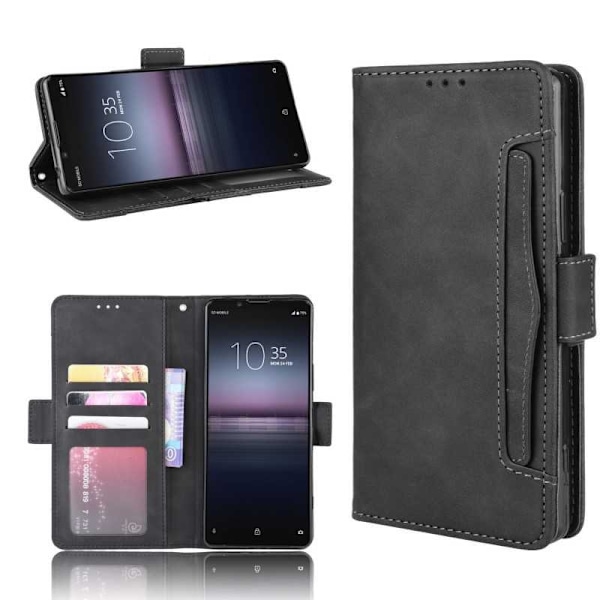 Sony Xperia 1 II Pung-etui PU-læder 6-LOMMES Winston V3 Black