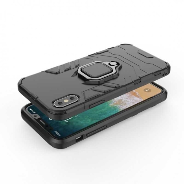 iPhone XS Iskunkestävä suojus rengaspidikkeellä ThinArmor Black