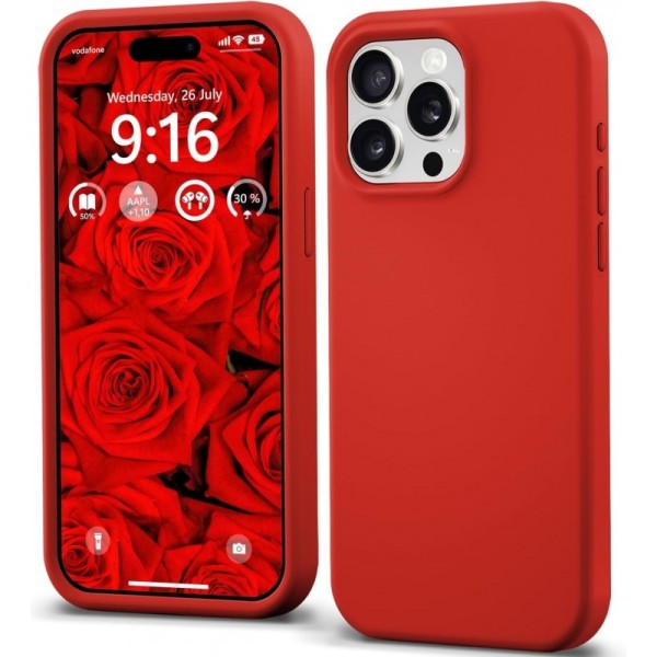 Gummibelagt Stöttåligt Skal iPhone 15 Pro Max - Röd