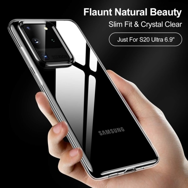 Samsung S20 Ultra stødabsorberende silikonecover Enkelt Transparent