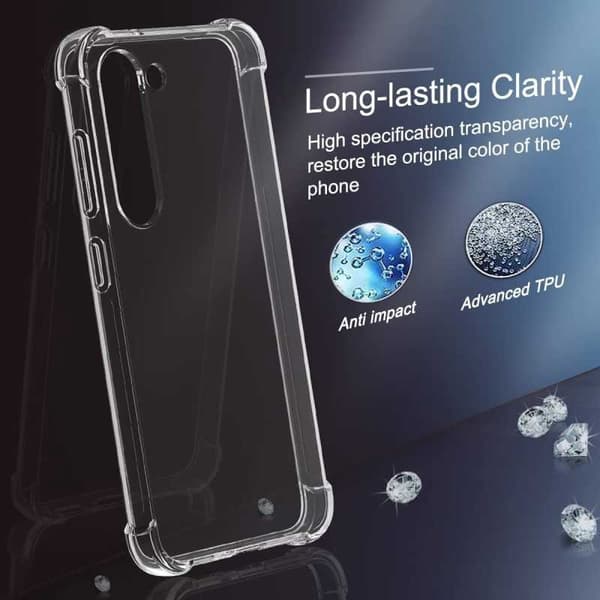 Samsung S23 FE läpinäkyvä iskuja vaimentava kansi