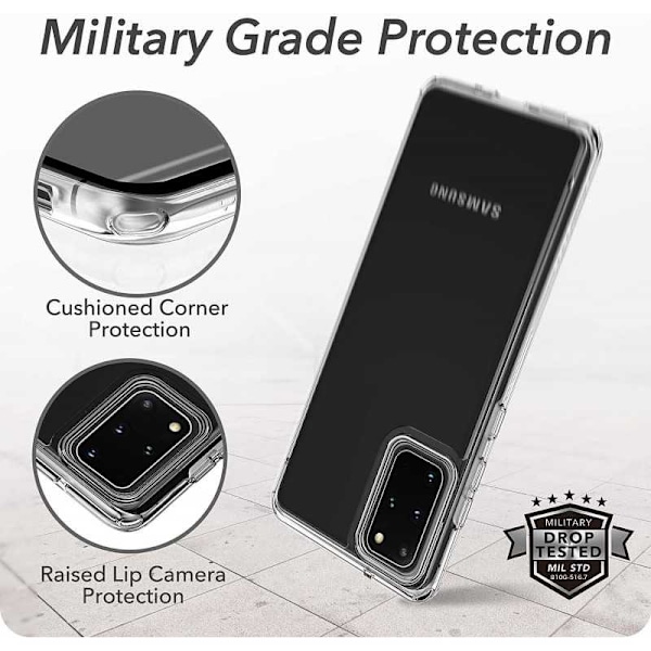 Samsung S20 Plus stødabsorberende cover med ridsefrit plexiglas Black