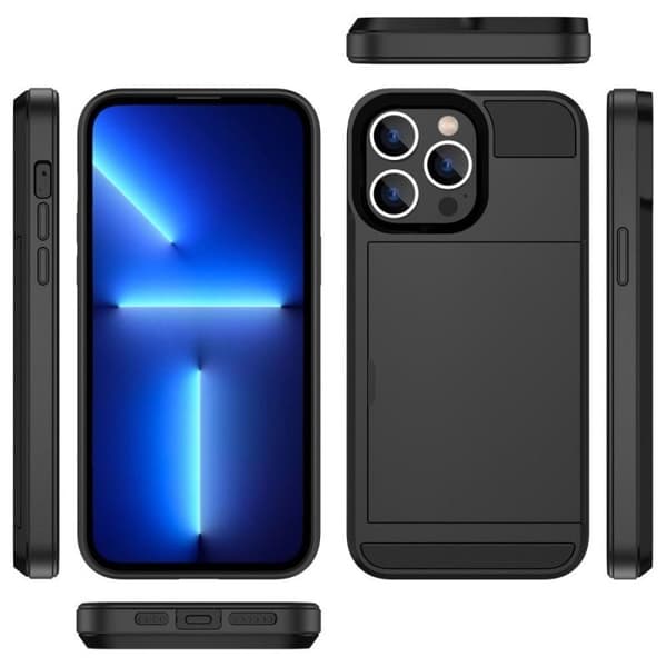 iPhone 15 Pro Max stødsikkert cover med kortrum Black