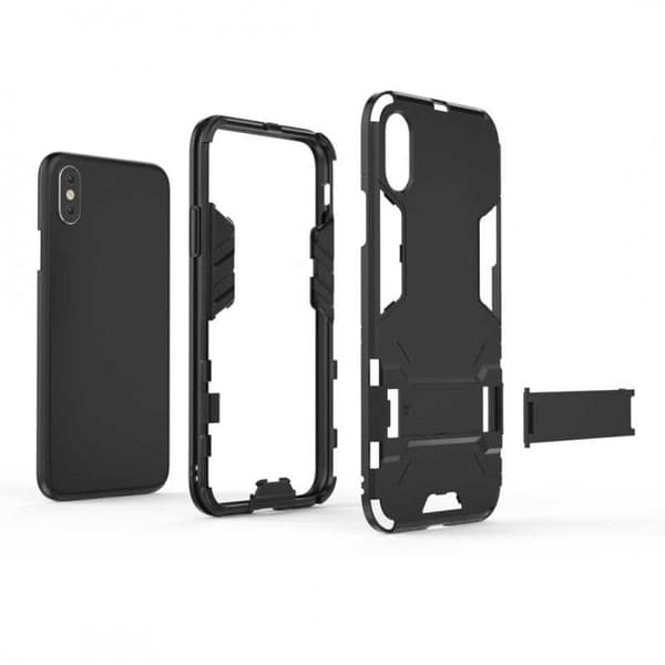 iPhone XS Max iskunkestävä kotelo jalustalla ThinArmor Black