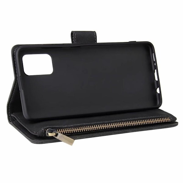 Samsung A13 4G multifunktionelt pung etui Lynlås 8-lomme Black