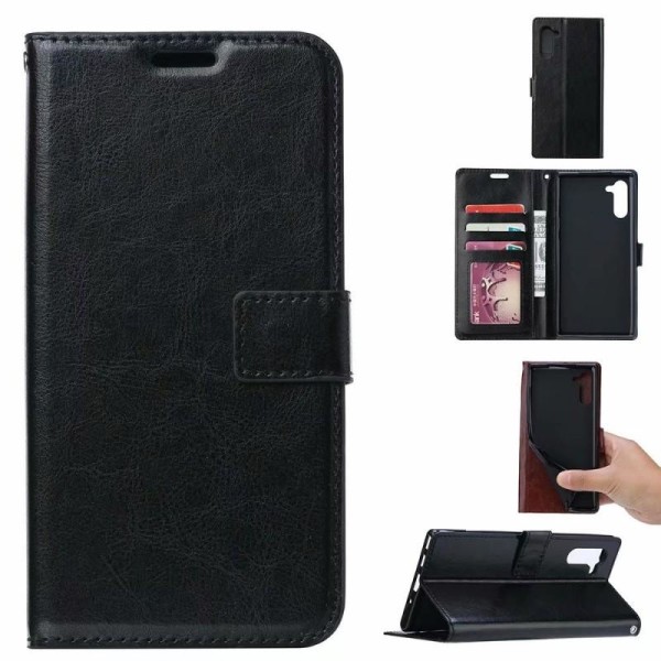 Samsung Note 10 lompakkokotelo, PU-nahka, 4 osastoa Black